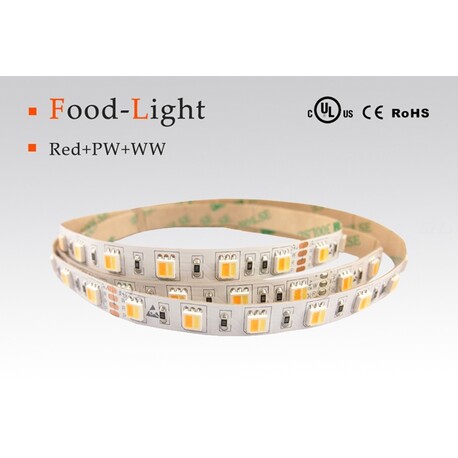 LED strip food lighting, 12 V, 7.2 W/m, IP20, 5050