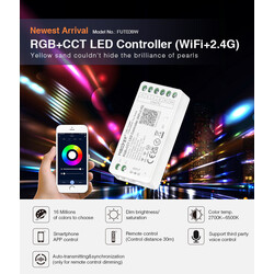 LED dimmer FUT039W, RGB+CCT kontroller, RF 2,4GHz, WiFi, 12-24V, 12A