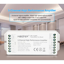 Signal amplifier for LED strip, MiBoxer PA5, RGB+CCT, 180W-360W (Max 15A)